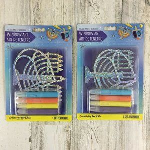 Lot of 2 Creativity for Kids Hanukkah Holiday Dreidel Menorah Window Art Kits